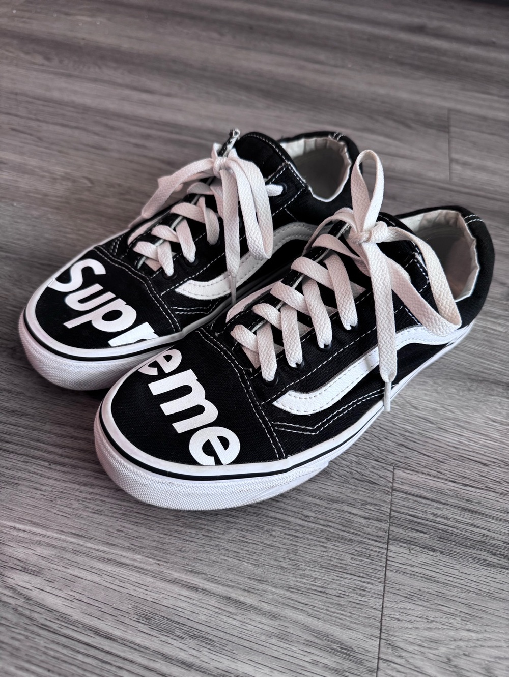 Supreme Black and White Old Skool Vans - Picture 2 of 5